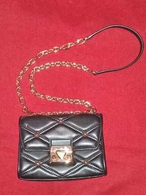 Michael Kors Serena Black Quilted Chain-Handle Crossbody Bag